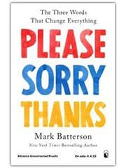 A book cover with the words " please sorry thanks ".