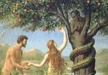 A painting of adam and eve in the garden.